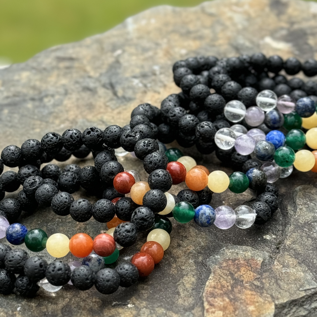 Black Lava Chakra Bracelet - Single Item