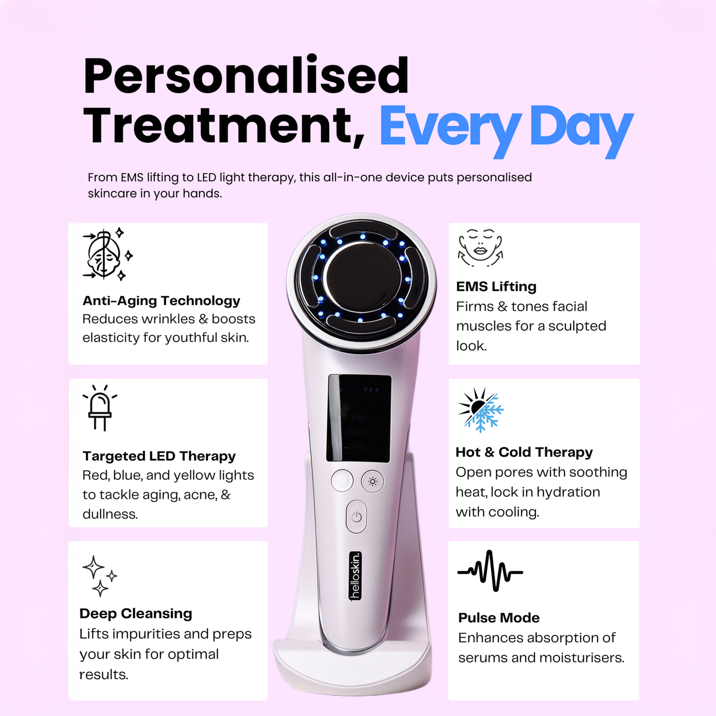 Hot/Cold Led Light Therapy Handset V3 | Helloskin