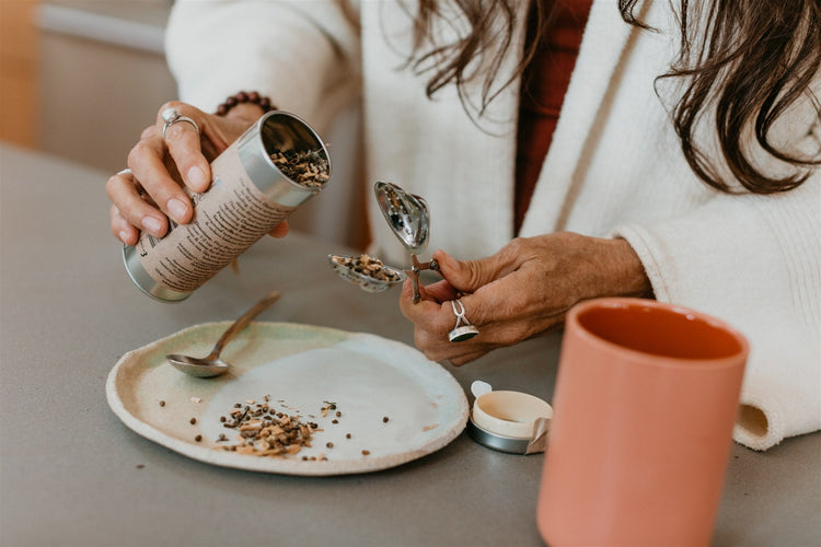 women nourishing with tea.