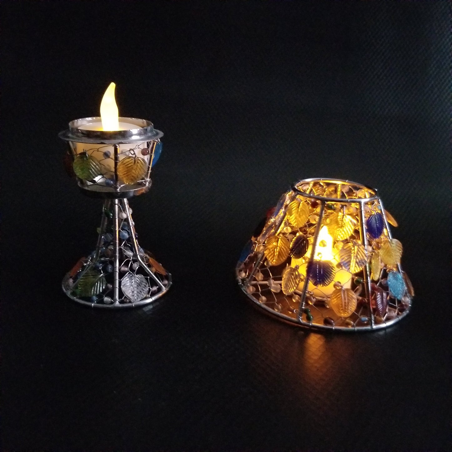 Handmade Colored Glass Tea Light Candle Holder | Artisan Sacred Ritual Decor for Altar & Home