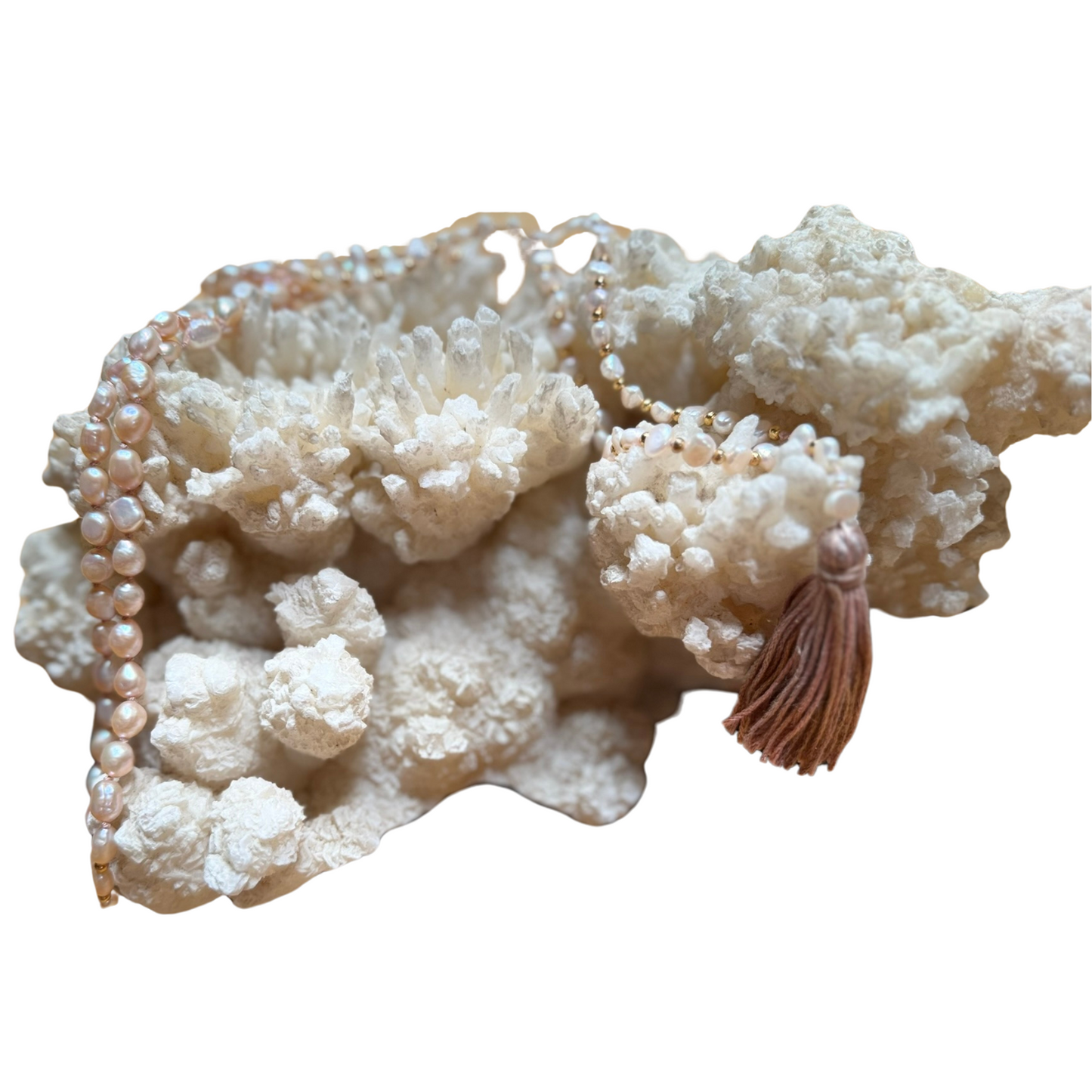 Atma Prema Mala | Peach & White Pearl Mala for Unconditional Self-Love