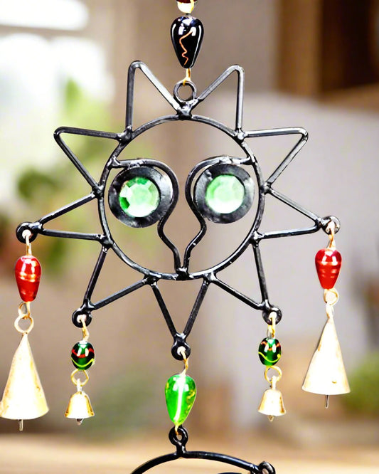 Celestial Sun and Moon Chime with  Beads