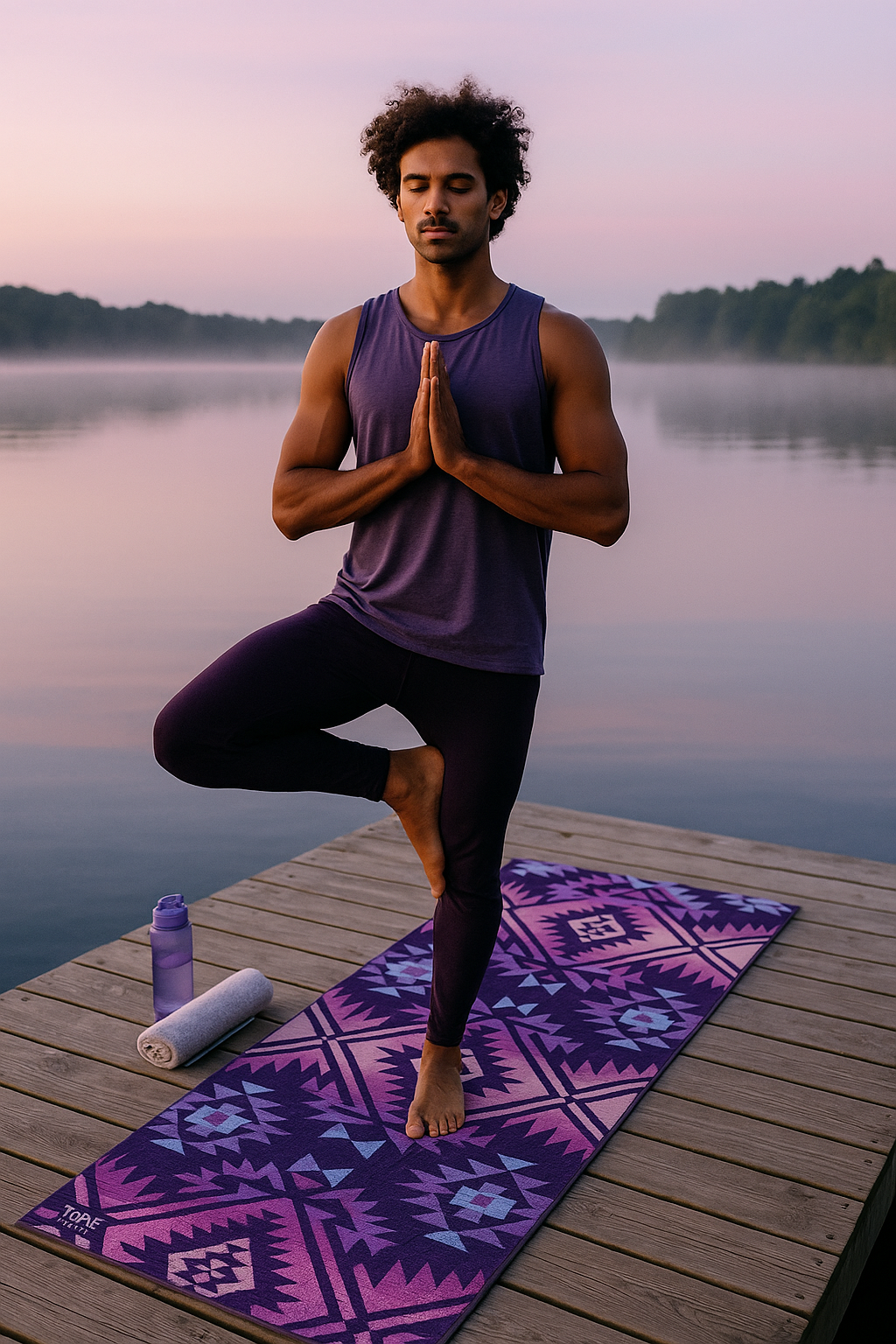 Jerome Midnight Yoga Mat – 6 mm Extra Thick, Double-Sided Non-Slip, Eco-Friendly PER with Deep Purple Midnight Design | Yune Yoga-1