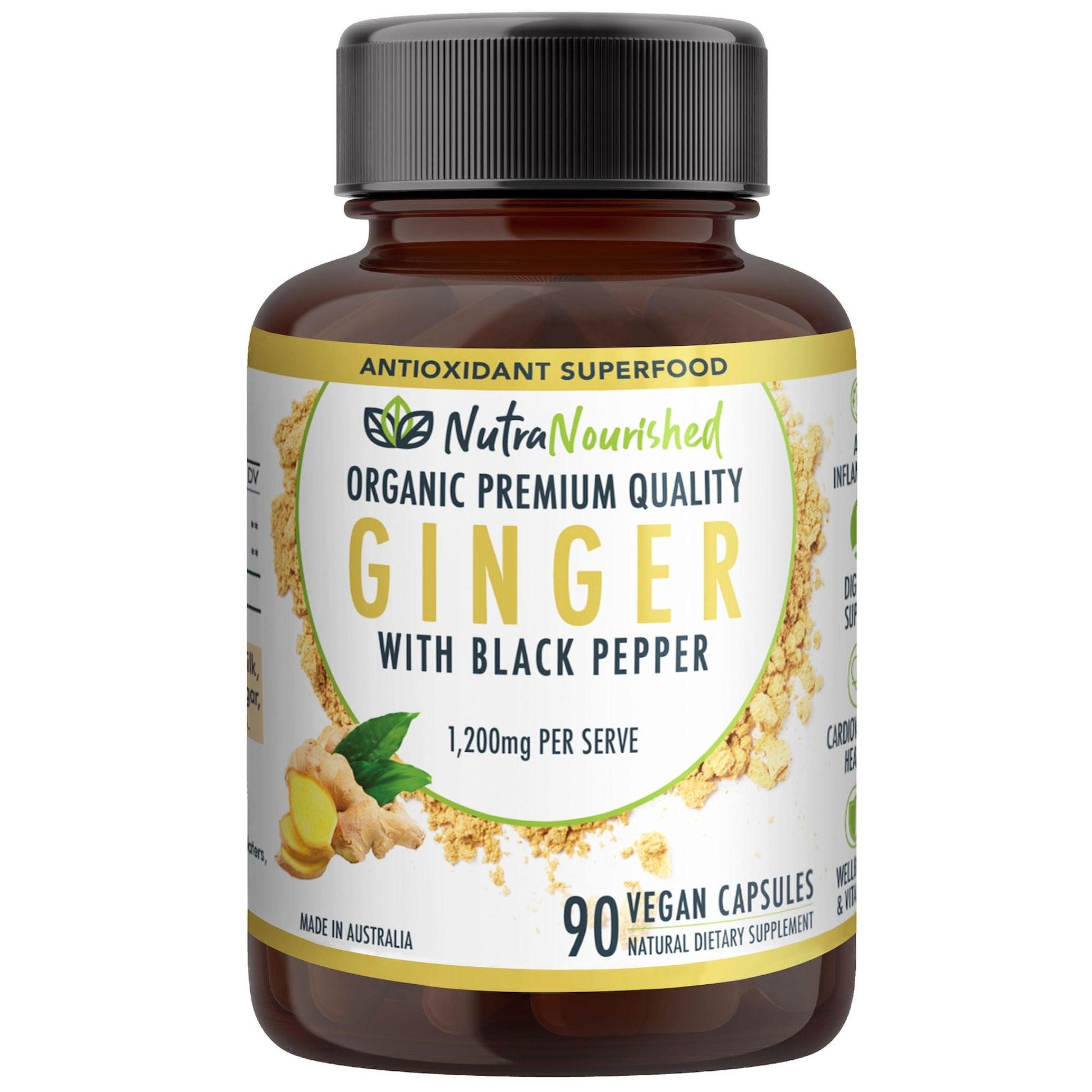Ginger Capsules Organic Vegan - 90 Vegan Capsules | Nutra Nourished-0
