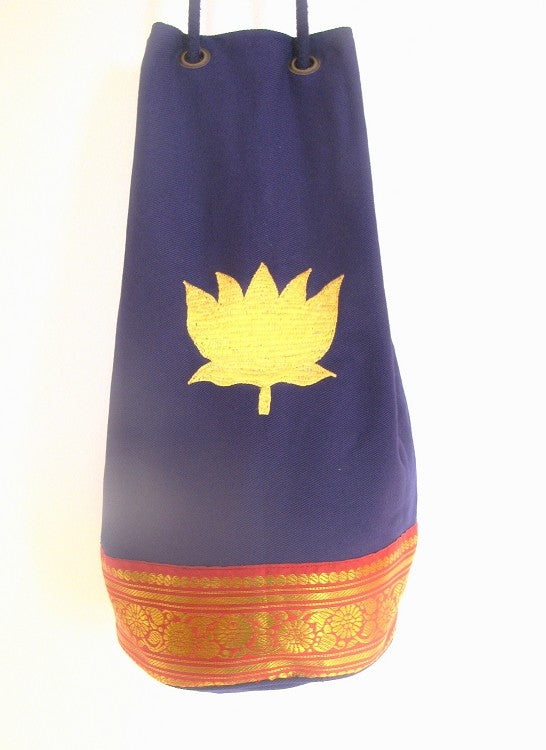 Kids Lotus Yoga Mat Bag | Handcrafted Cotton Twill with Lotus Embroidery for Sacred Practice & Mindful Movement